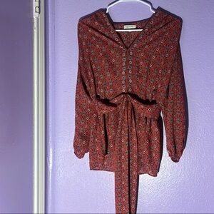 Red Patterned Blouse